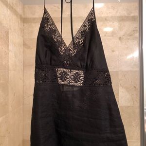 Michael Kors Black Linen Halter Top